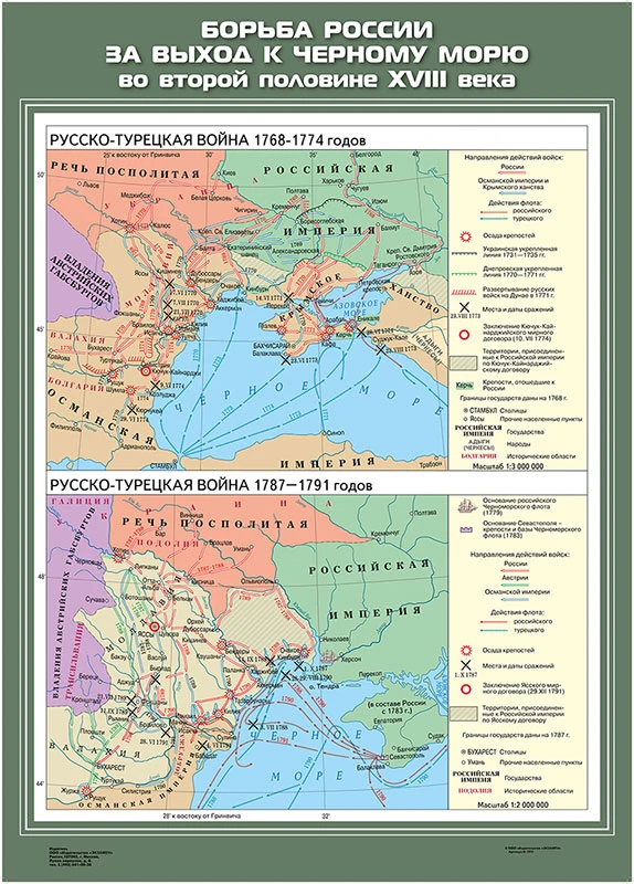 Карты демонстрационные «История России.  XVII– XVIII вв» 7 класс