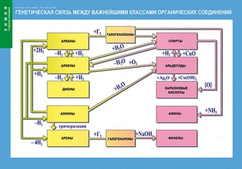 Таблица (винил) <Генетическая связь между важнейшими классами органических соединений>
